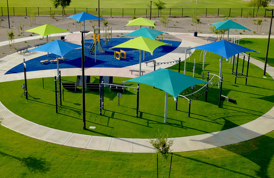Playground with artificial grass playground turf in Phoenix
